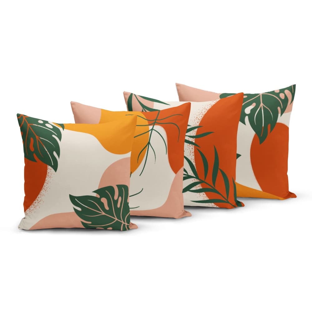 Kit 4 Capas de Almofadas Laranja Tropical 45x45cm