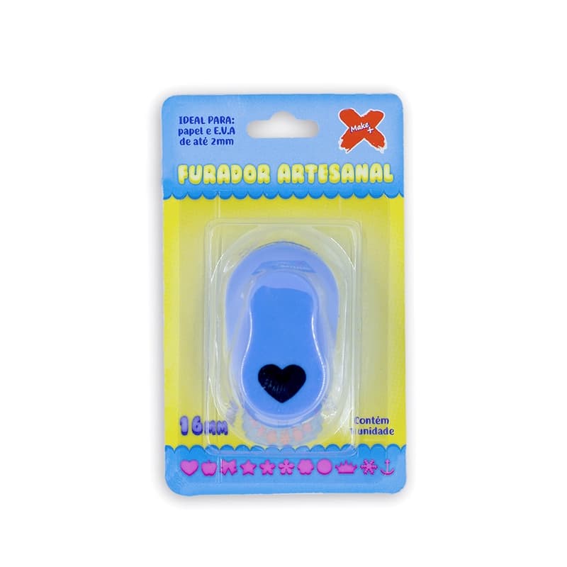 Furador Cortador Perfurador para Papel e EVA Make+ 16mm 1.6cm Coração