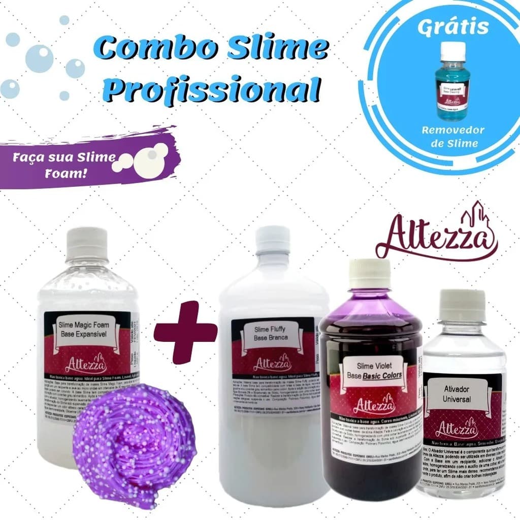 Kit Slime Completo Profissional Slime Foam Violet 26 para fazer bolinhas de EPS