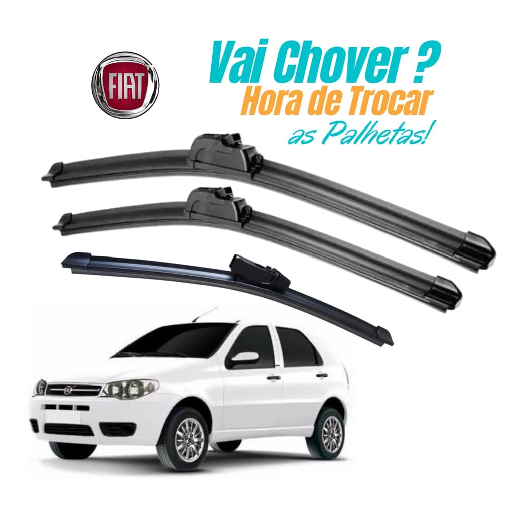 Kit 3 Palhetas Limpador De Parabrisa Dianteiro + traseiro Fiat Palio G3 / G4 2004 á 2015