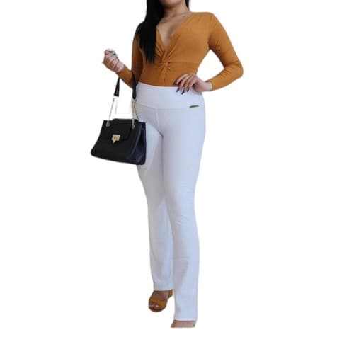 Calça Flare Boca De Sino Malha Feminino