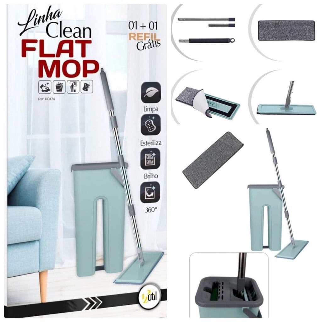 Mop Flat Mop com balde Rodo Mágico Microfibra Vassoura mágica Esfregão Limpeza