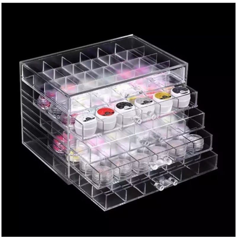 Gaveteiro 120 Acrílico Organizador De Esmaltes Maquiagem Jóias Luxo Nail Art Salão Pronta Entrega
