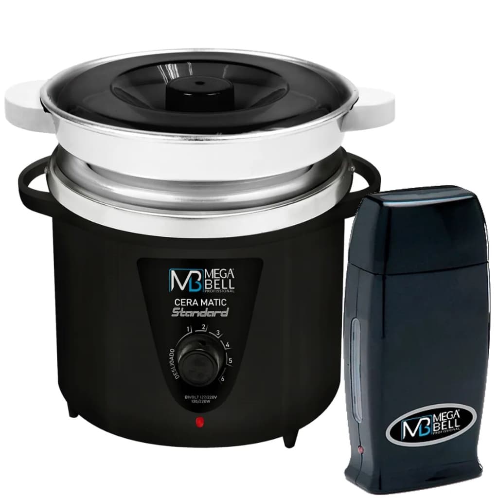 Kit Panela Depilação Termocera 900g Com Refil + Aquecedor de Cera Roll-on