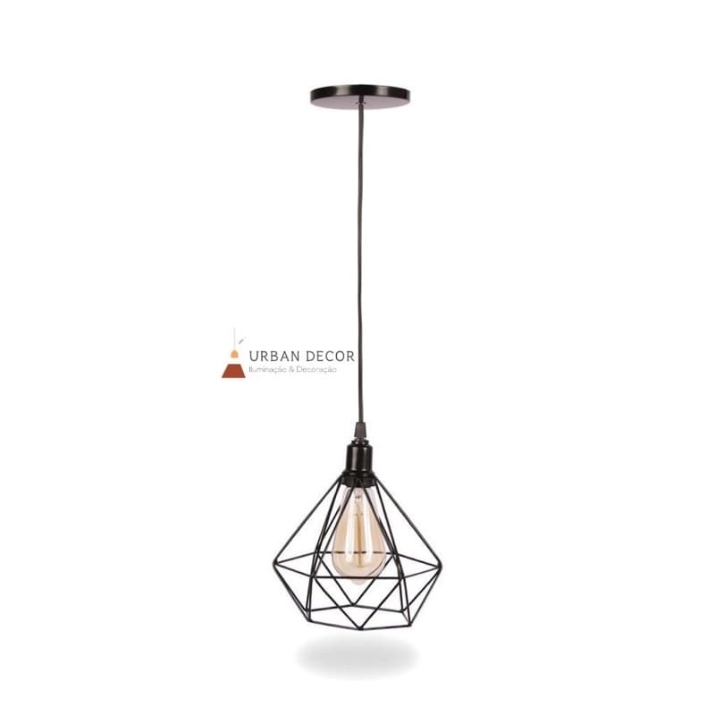 Luminária De Teto Pendente Diamante Aramado Vintage Retro