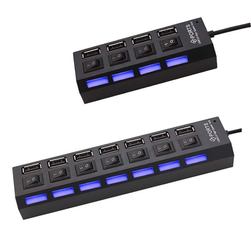 Hub USB com 4/7 Entradas USB 2.0 de Alta Velocidade com Botão Liga/Desliga