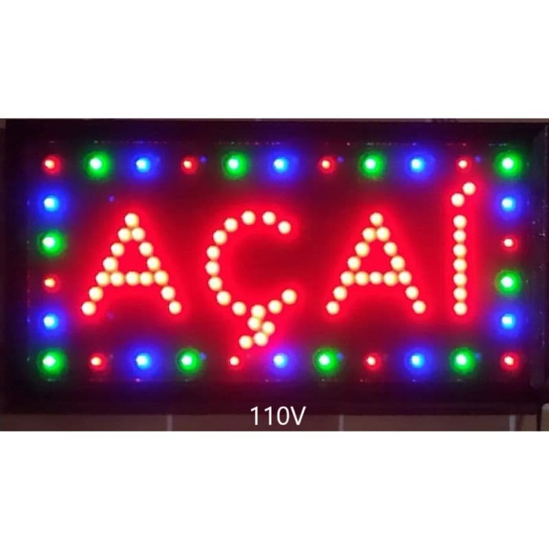 Painel Led Letreiro Luminoso Escrito Placa Escrito Açaí 110v e 220v