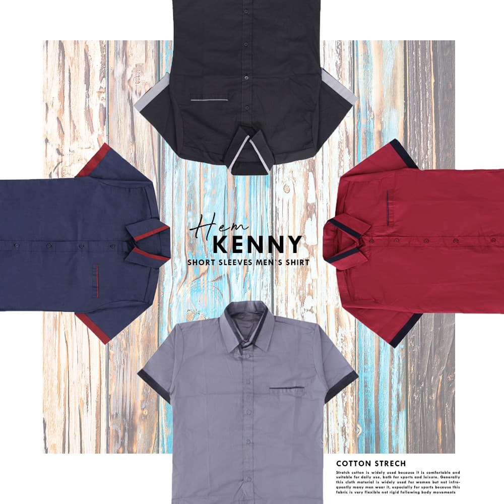 KEMEJA KENNYS Camisa Masculina De Manga Curta CASUAL FORMAL SLIM FIT Modelo De Atacado Homem