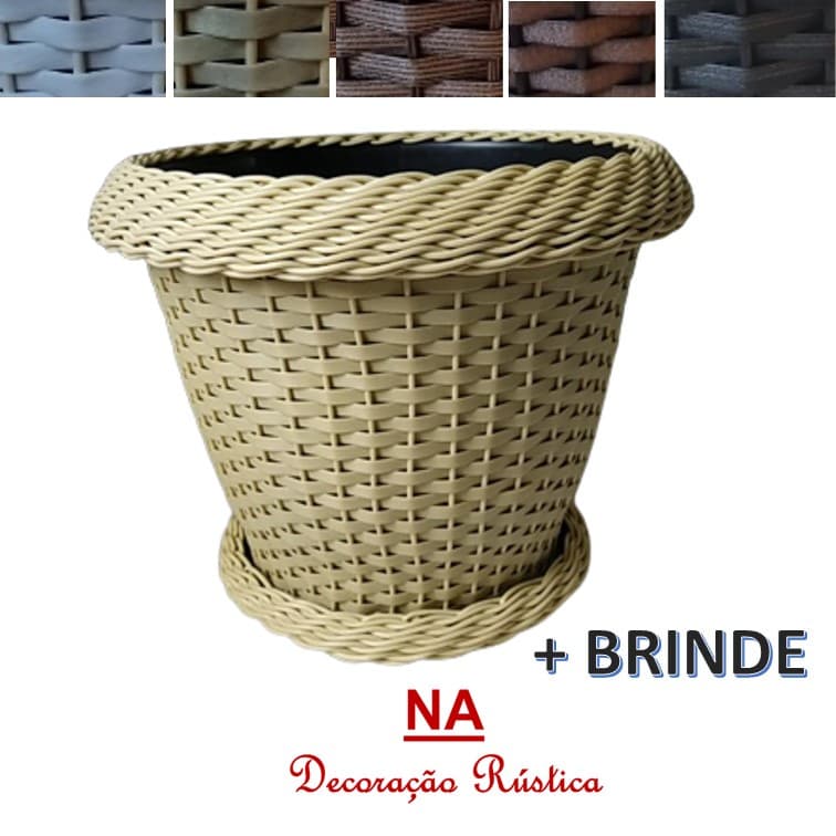 Vaso n° 99 grande enorme + prato vaso para flores coqueiro jardim jardinagem piscina elegante GRANDE cor café 40 x 33 cm