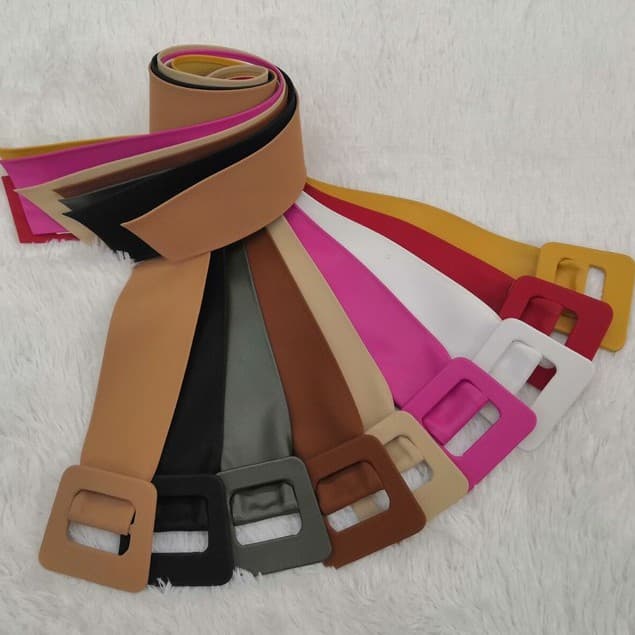 Cinto De Faixa Fivela Quadrada Feminina  Couro Sintetico coloridos