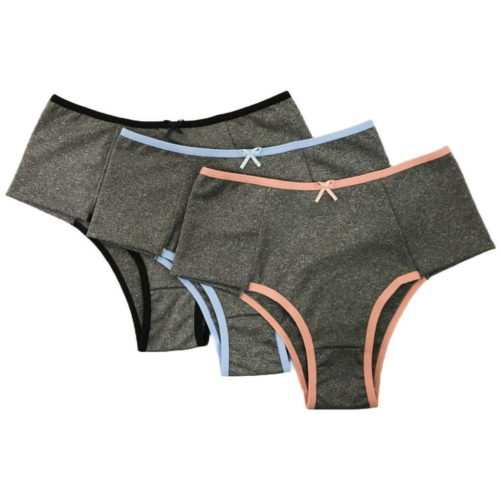 Kit 3 Calcinhas Mescla Cós Alto Pala Dupla Pós Parto