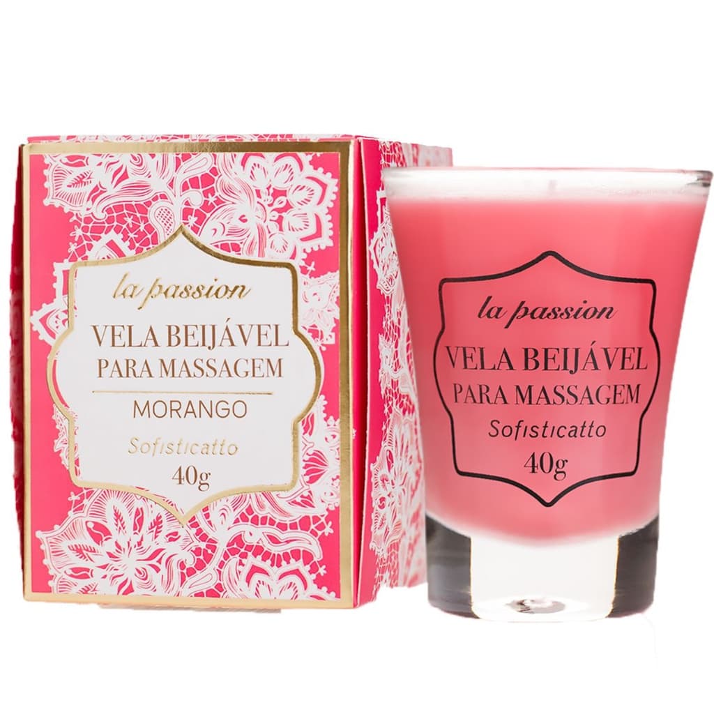 Vela Para Massagem Corporal Relaxante Beijável Aroma Morango