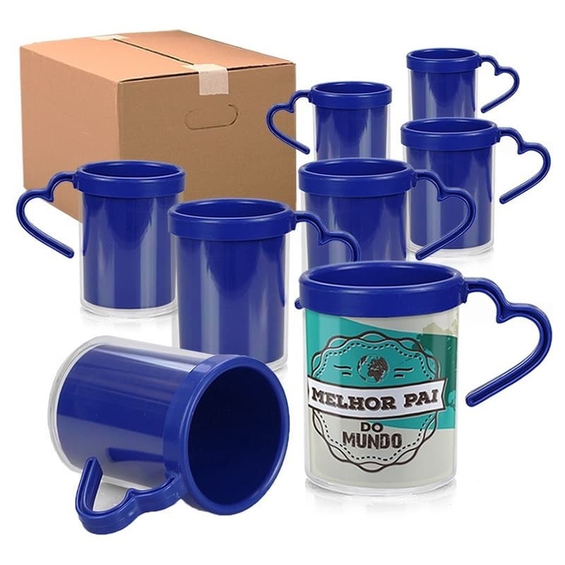Caneca Acrilica Alça Coração - 6 unidades