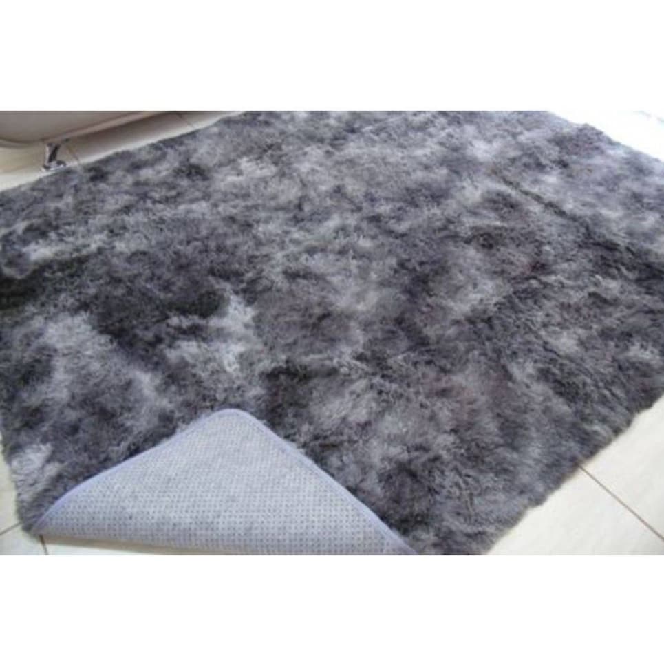 Tapete Macio Peludo e Felpudo Sala ou Quarto 1,00 x 1,40 - Cinza Mesclado