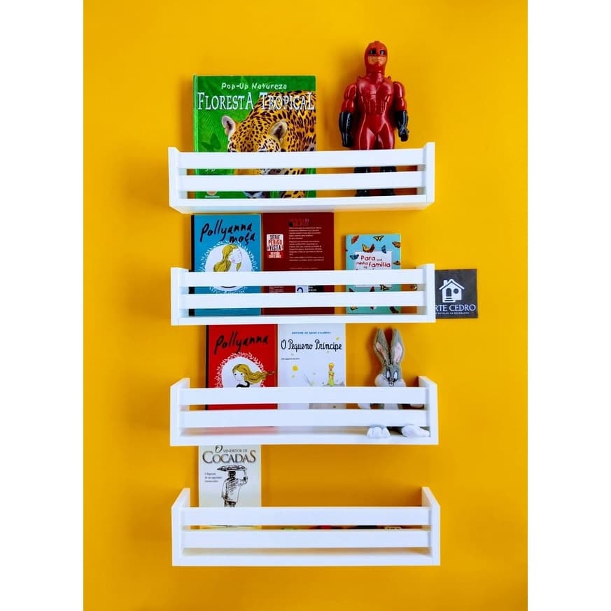 Estante Porta Livro Infantil Nicho Organizador De Brinquedos Mdf 4un 55cm