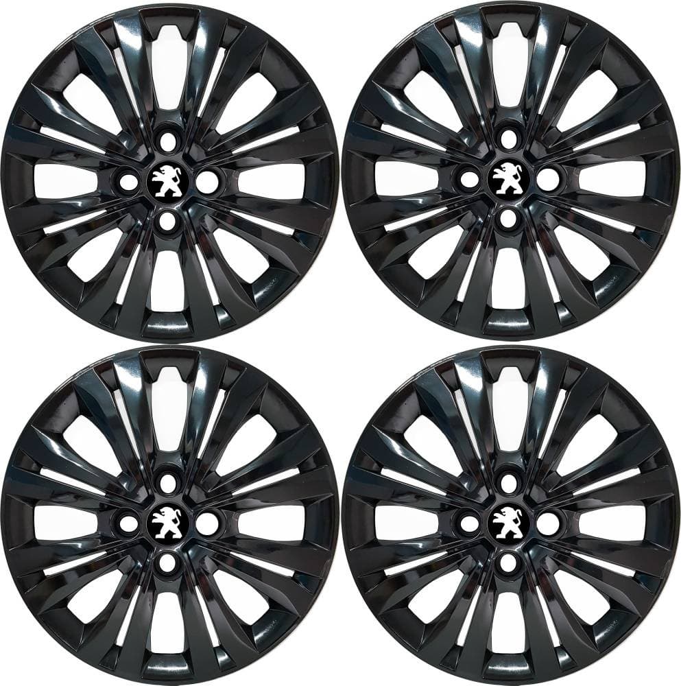 Jogo Calota Aro 14 Black Piano 206 207 Esportiva Preta Brilhante G245pbj