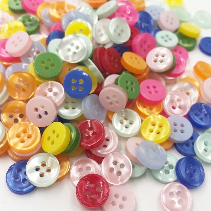 100 Peças 11MM 4 Furos Cores Misturadas Botões De Plástico Acessórios De Costura De Vestuário DIY scrapbooking PT162