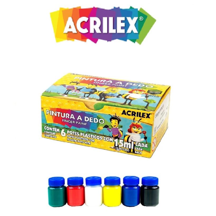 Pintura A Dedo Acrilex 15ml 6 Cores Vivas Original