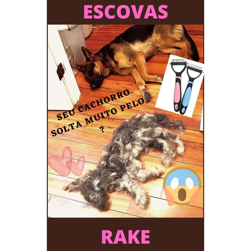 Escova Rake Rasqueadeira para Subpelos  - Desembolador Pet Cachorros e Gatos