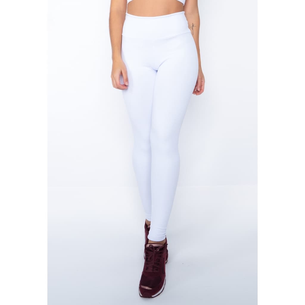 Legging Branca Tecido Suplex Liso Peluciada - Leg Térmica