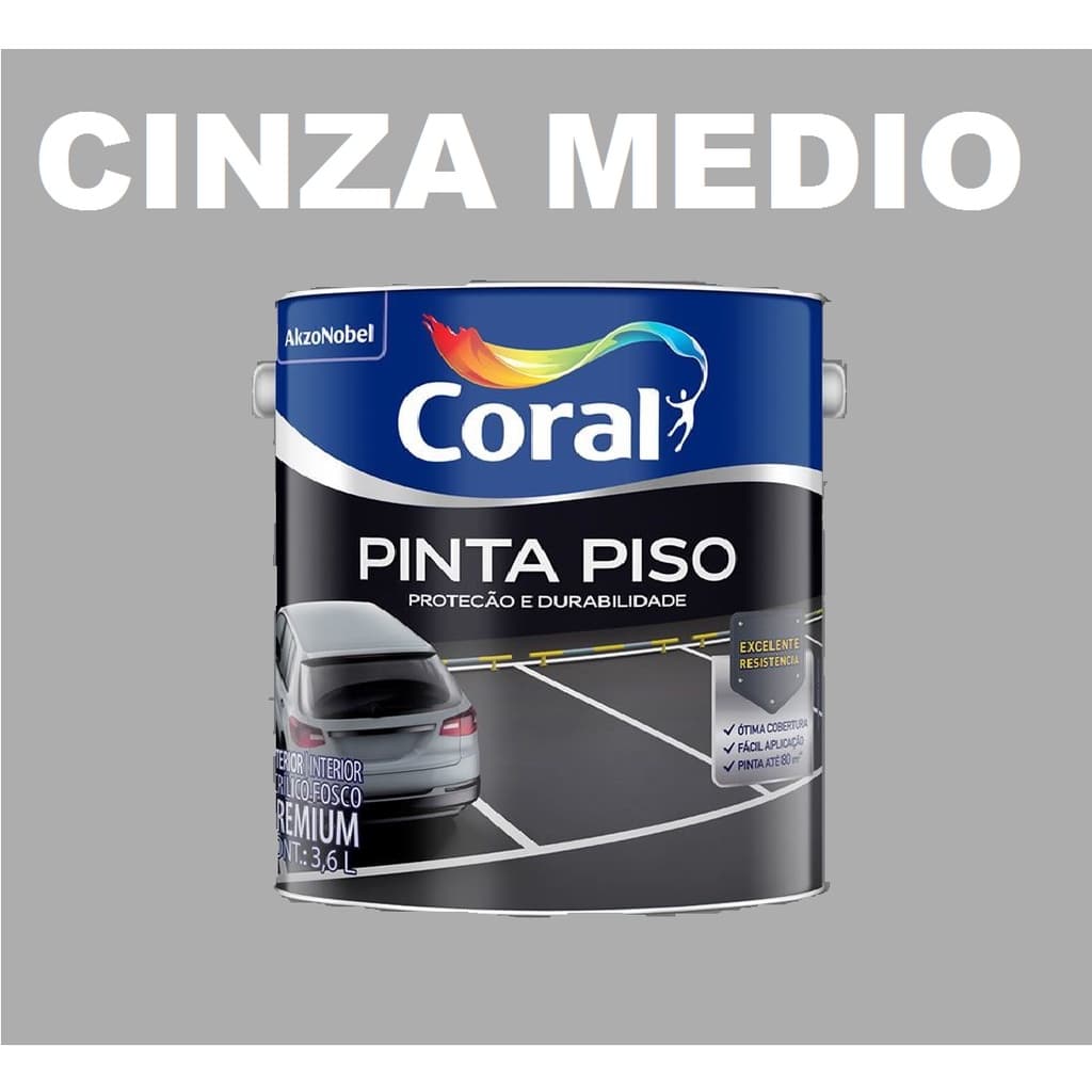 Tinta Pinta Piso Fosco Cinza Médio 3,6 Litros Coral
