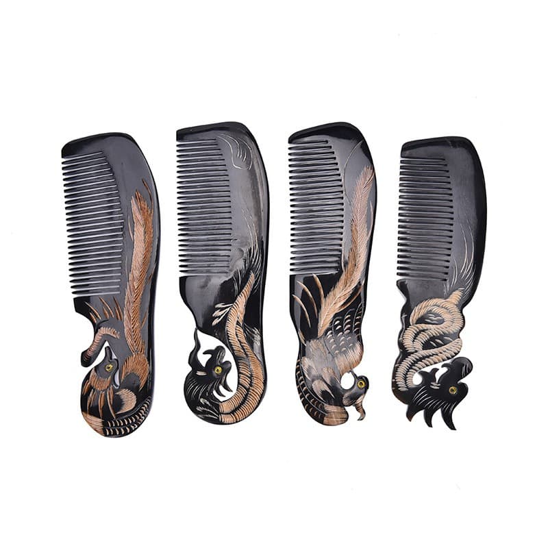 B1R Pente De Chifre De Boi Natural Tratamento Da Queda De Cabelo Esculpido À Mão Massagem YL220