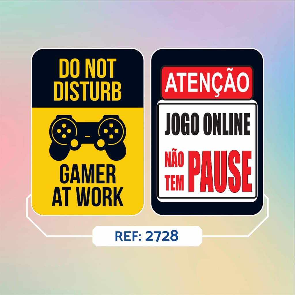 Placas Decorativas Quadro de Parede MDF Kit com 2  - Gamer