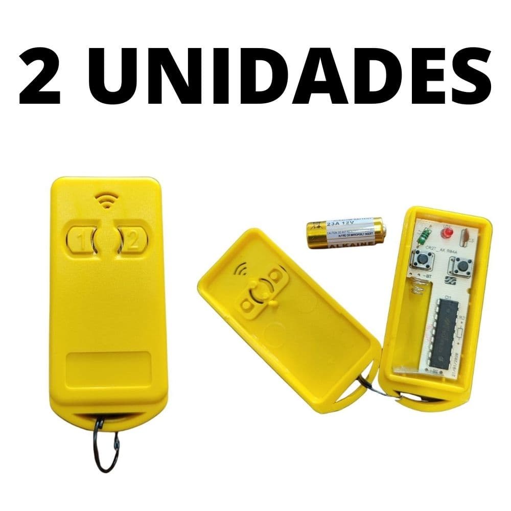 Kit 2 Controles Para Portão Eletrônico 299 Mhz Com Bateria - Amarelo