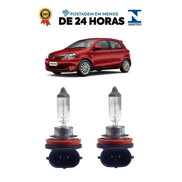 Par Lampada Farol de Milha Etios Hatch 2013 2014 2015 2016 2017 2018 2019 H16