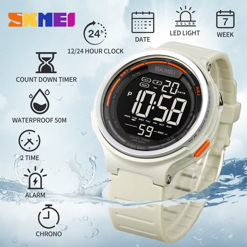 Relógio De Pulso Skmei LED Dual Time Digital Esportivo Masculino Moda Militar À Prova D'água Cronógrafo Despertador