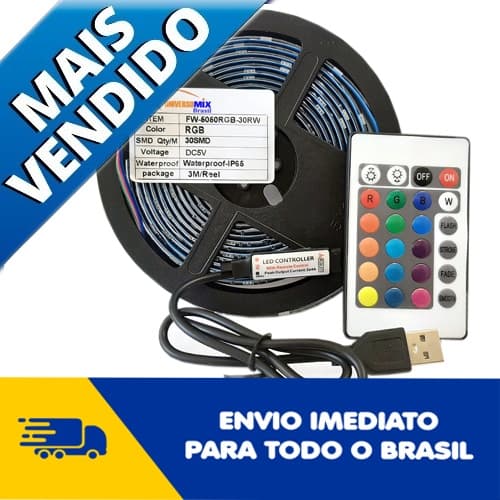 Fita Led para TV RGB com ligação USB Rolo Com 3m