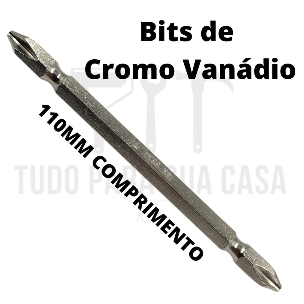 Bits Philips Duplo Longo de Cromo Vanádio PH2x100mm
