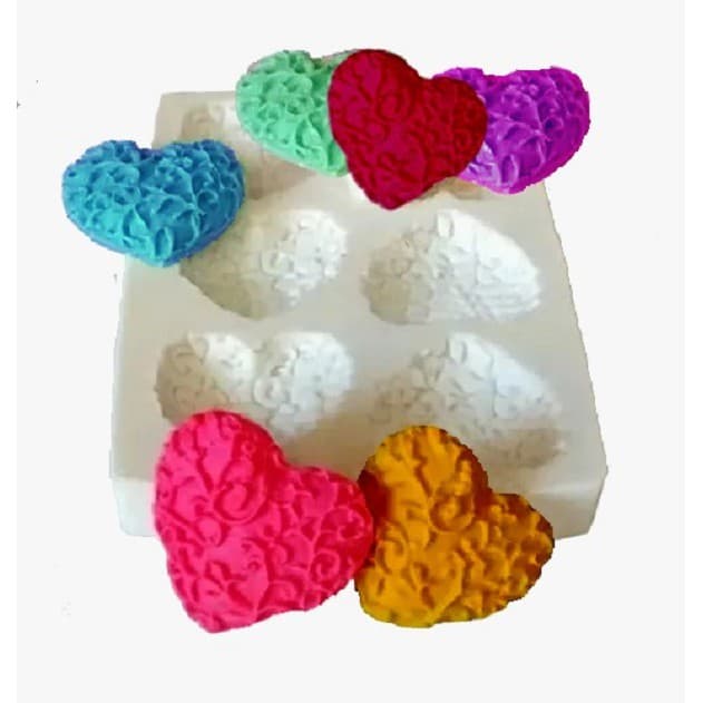 Forma Molde Silicone Sabonete Vela Biscuit Resina - Mini Coração Provence 6 Cav