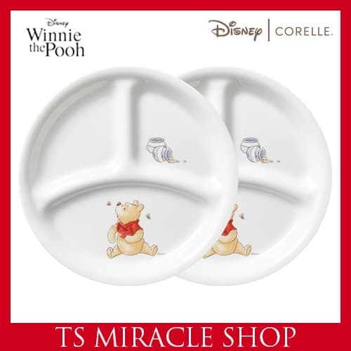 Corelle Winnie the Pooh Talheres Prato De 3 Compartimentos Pequeno Conjunto 2P