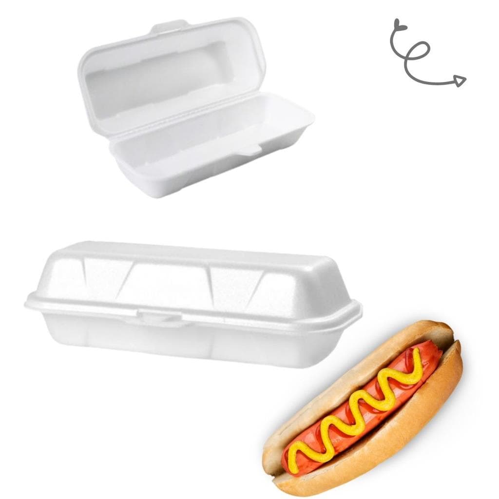 Embalagem Descartavel de Isopor Termica Para Hot Dog 100 Unidades
