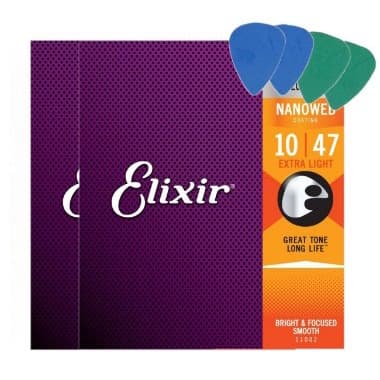 2 Jogos Encordoamento Elixir Cordas Violão Aço 0.10 Light