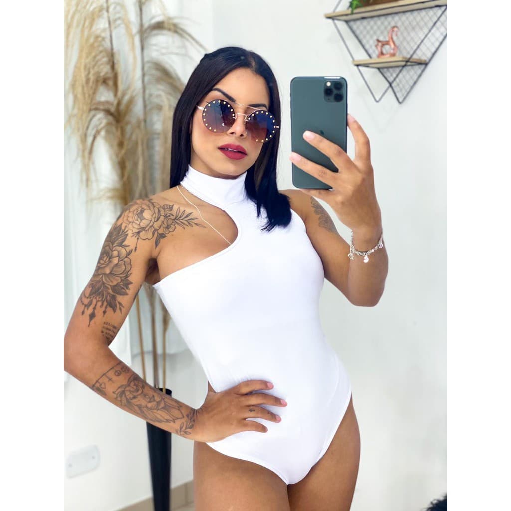 Body mula manca choker, body com gola alta, body gola choker