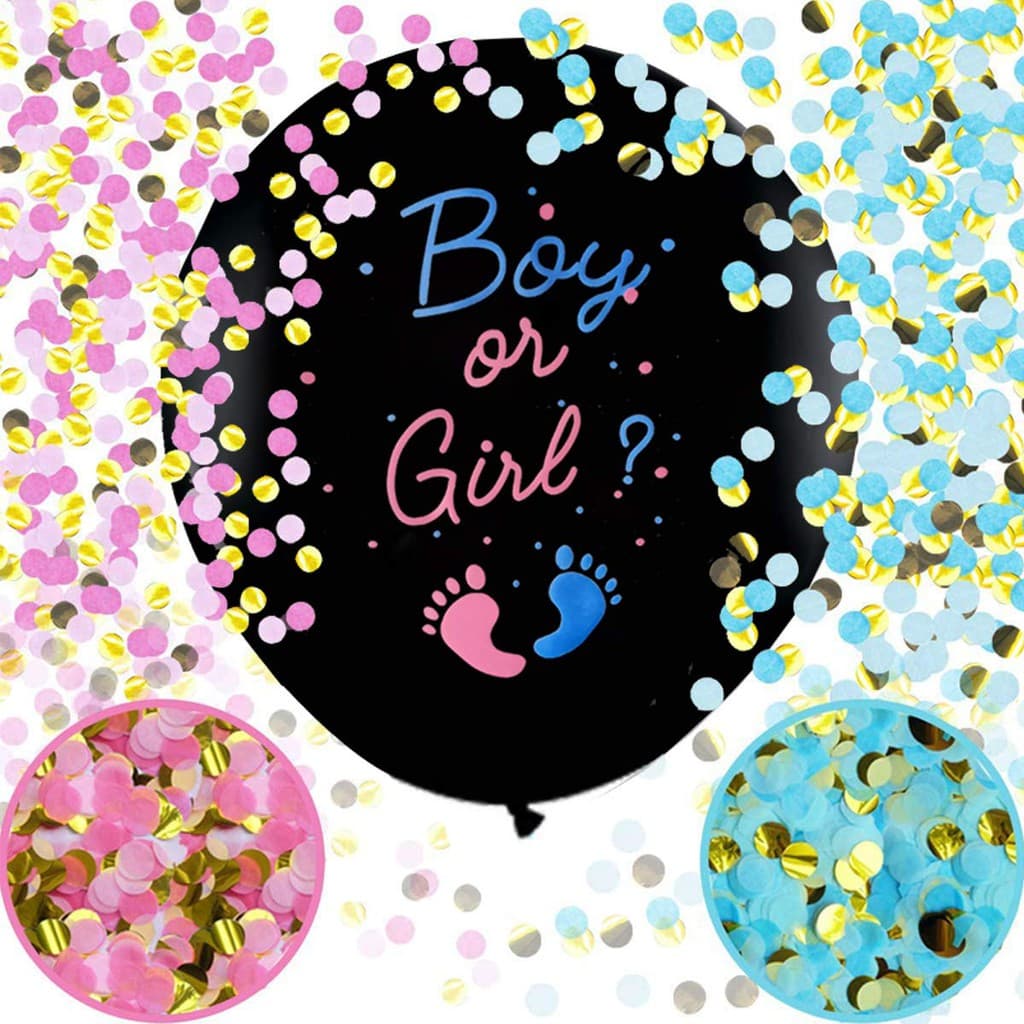 Balão Chá Revelação 36 Polegadas 90cm Cheio C/ Confete Rosa e Azul Festa Boy Girl