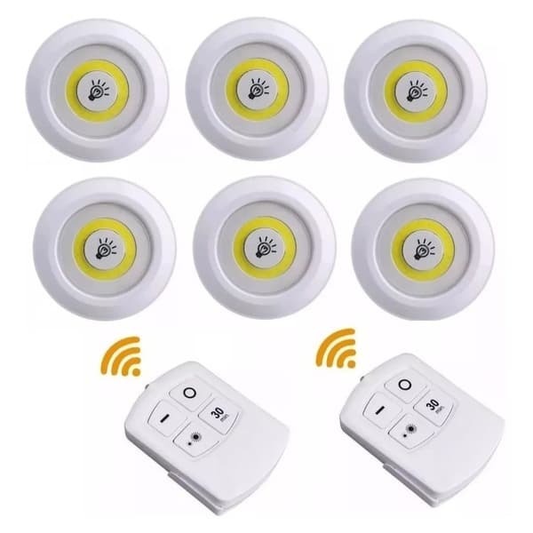 Kit 6 Lampadas Spot Led Luminaria Controle Sem Fio Remoto 15w