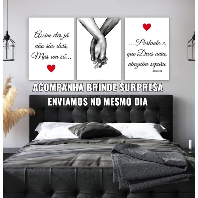 kit 3 quadros quadrinhos casal portanto o que Deus uniu ninguém separa namorado