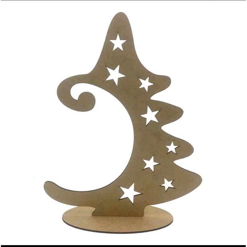kit 10 Árvores De Natal 25 Cm Mdf Crú