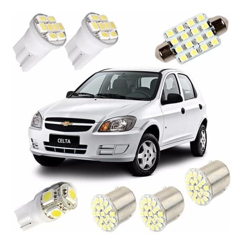 Kit Lampadas Led Celta Prisma Luz Teto Placa Ré Torpedo
