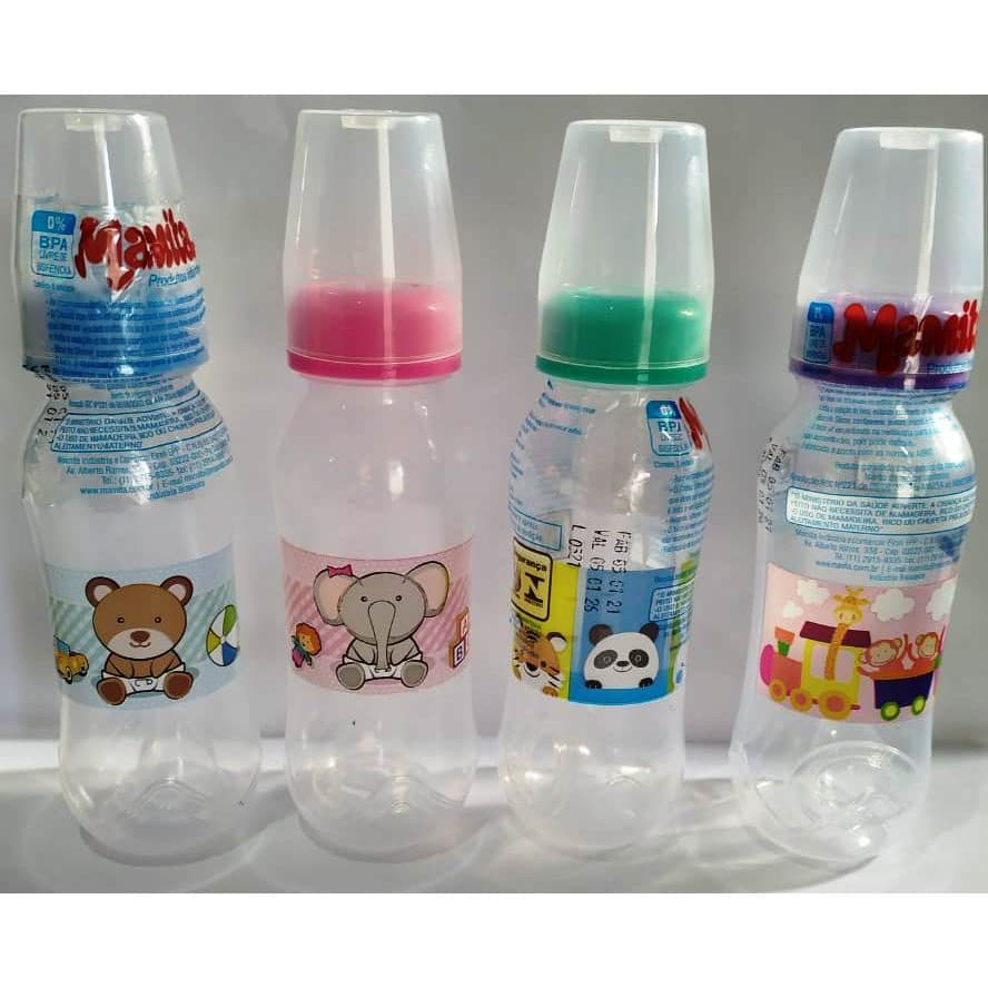 Mamadeira Decorada Bico Silicone 240ml + bico extra + chupeta
