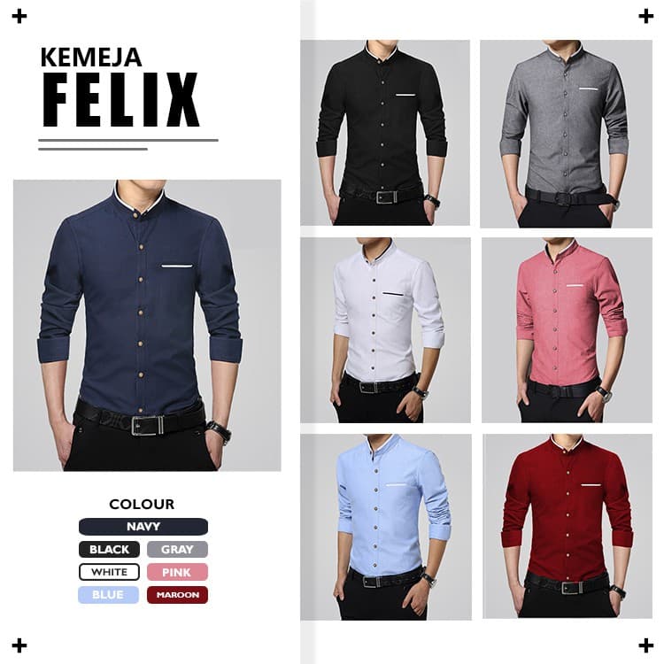 Camisa KEMEJA FELLIX De Manga Comprida Para Homens , SLIM FIT Atacado , FORMAL CASUAL HEM