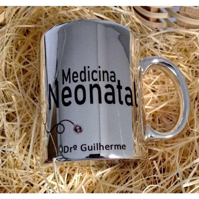 Caneca Espelhada 325ml Porcelana Frase *Medicina Neonatal* com Seu Nome / Caneca de Porcelana / Caneca Personalizada / Caneca com Nome / Caneca Profissões / Presentes Criativos
