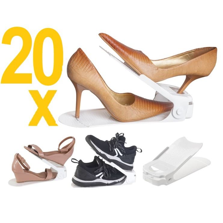 20 Organizadores de Salto, Sapatos e tênis - Branco com Furo e Reg. Altura