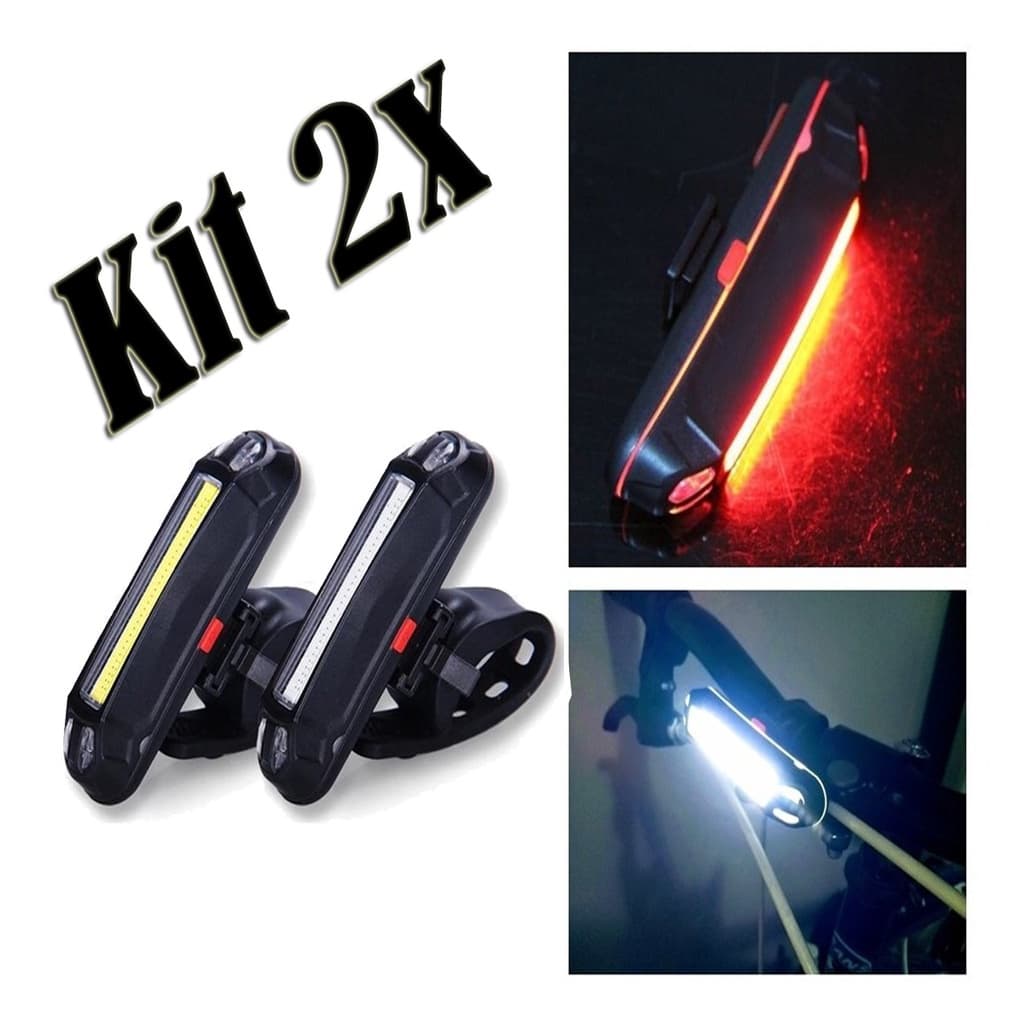 Kit 2x Lanterna Bike Sinalizador Traseiro - Farol Led, Luz Segurança Bicicleta -  Recarregável