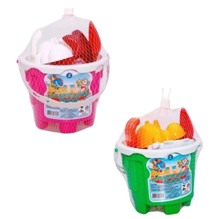kit 2 baldinho de praia castelinho nº 2 cores sortidas