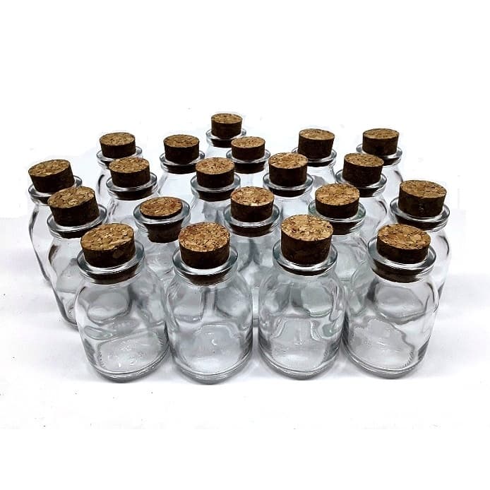 17 VIDROS SALINAS PORTA SAIS COM TAMPA DE CORTIÇA ROLHA  PORTA TEMPEROS 50ML 7cmx4,5cm