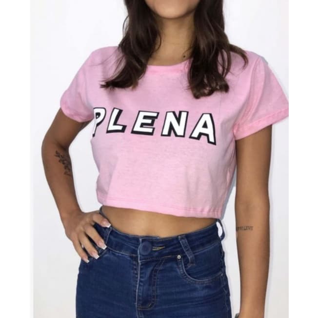 T-SHIRTS/CAMISETA/BLUSA CROPPED ALGODÃO ROSA BB PLENA